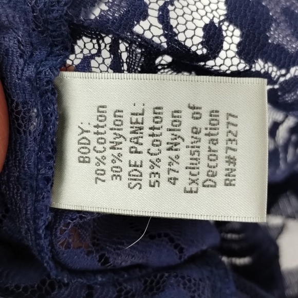 Lauren Conrad brocade and lace blue sheer blouse top size medium short sleeve - Picture 7 of 9